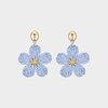 Oorbellen bloem raffia blauw