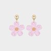 Oorbellen bloem raffia roze