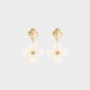 Oorbellen duo bloem beige