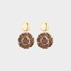 Oorbellen rond crystal bruin