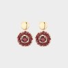 Oorbellen rond crystal bordeaux
