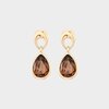 Oorbellen drop crystal bruin