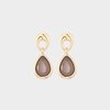 Oorbellen drop crystal taupe