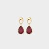 Oorbellen drop crystal rood