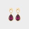 Oorbellen drop crystal magenta