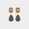 Oorbellen square crystal bruin
