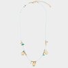 Blauwe ketting met glaskralen en bedels in verschillende kleuren 38 cm verstelbaar