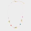 Lichtroze ketting met glaskralen en bedels in verschillende kleuren 38 cm