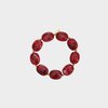 Gouden armband met grote bordeaux rode kralen van resin lengte 18 cm