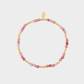 Armband staal steen roze