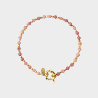 Armband staal hart pink
