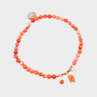 Armband steen bedel oranje