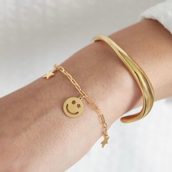 Armband bedel smiley goud