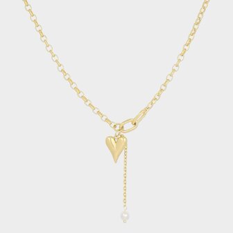 Ketting staal hart parel