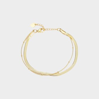 Armband staal dubbel goud