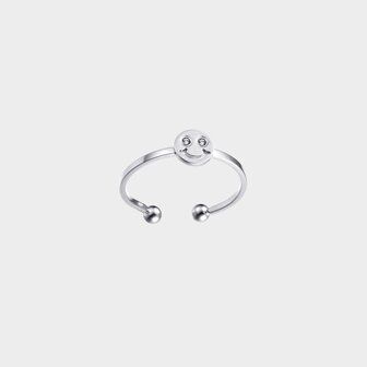 Ring staal smiley zilver