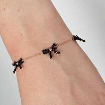 Armband staal strik zwart