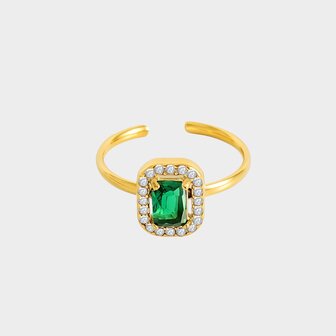 Ring staal square groen