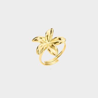 Ring bloem staal goud