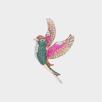 Broche vogel roze