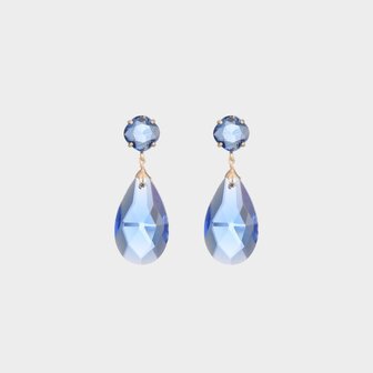 Oorbellen drop crystal blauw