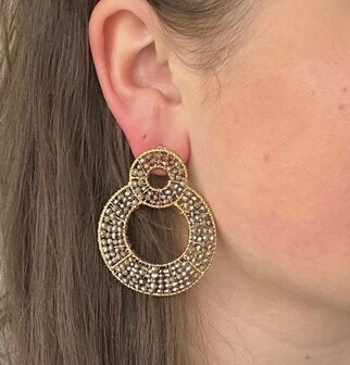 Oorbellen dubbel cirkel blauw
