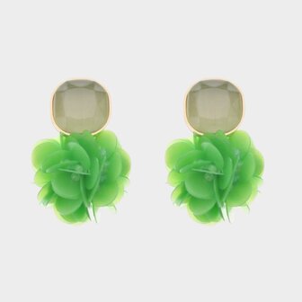 Oorbellen cat bloem groen