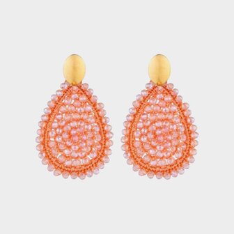 Oorbellen draad crystal oranje