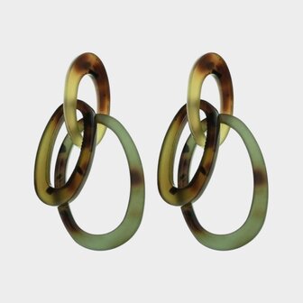 Oorbellen schakel resin olijf