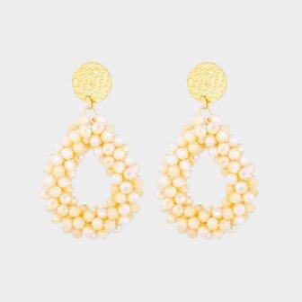 Oorbellen drop staal beige