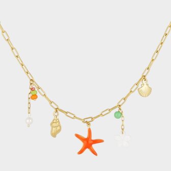 Ketting bedel zeester oranje