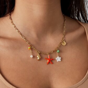 Ketting bedel zeester oranje