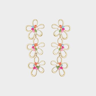 Oorbellen trio bloem multi