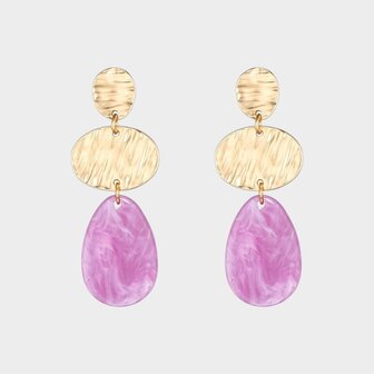 Oorbellen bedel resin roze