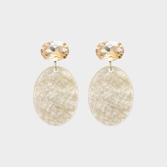 Oorbellen crystal resin nude