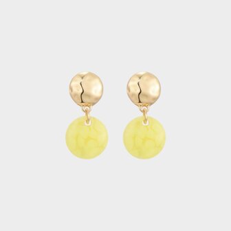 Oorbellen resin rond geel
