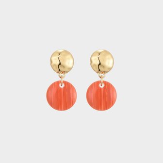 Oorbellen resin rond oranje