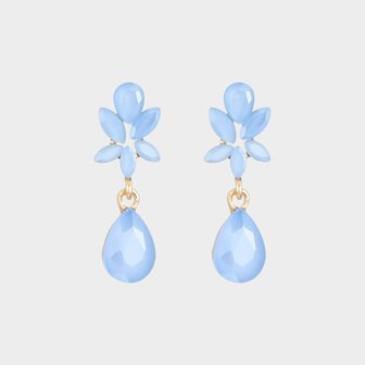 Oorbellen crystal bloem blauw