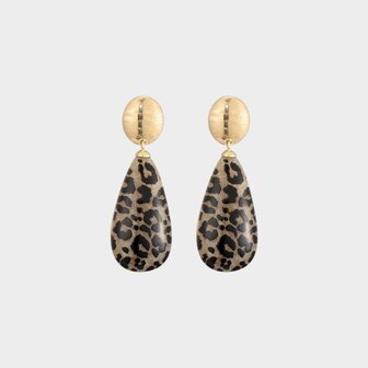 Oorbellen drop resin panter