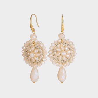 Oorbellen haak crystal beige