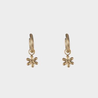 Oorbellen creool staal bloem