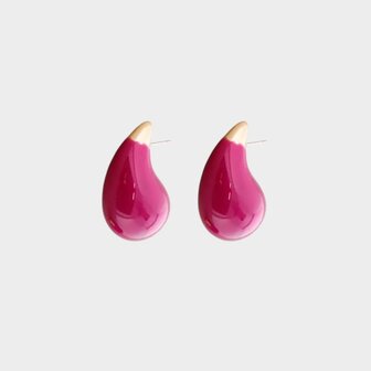 Oorbellen staal drop fuchsia