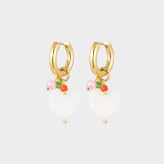 Oorbellen hart schelp multi