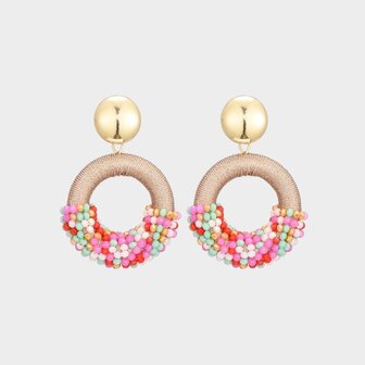 Oorbellen knop cirkel multi