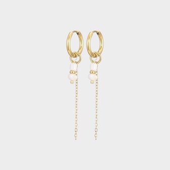 Oorbellen ketting duo wit
