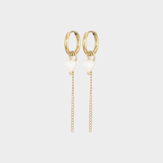 Oorbellen ketting hart wit