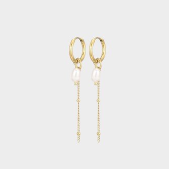Oorbellen ketting parel wit