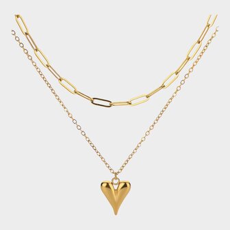 Ketting dubbel schakel hart