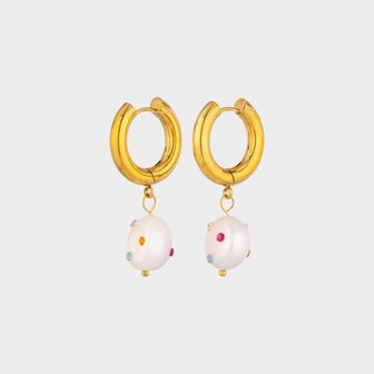 Oorbellen creool parel multi