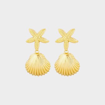 Oorbellen schelp zeester goud